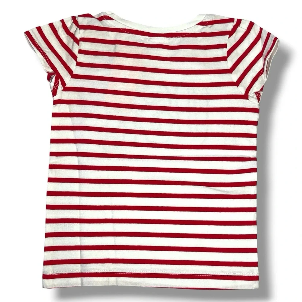 Gymboree 2016 Red White & Cute‎ Line Embroidered Sequins Top Girls Sz 4T New